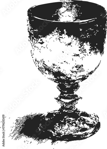 Goblet sketch hand drawn vintage style with textured shading — stock vector