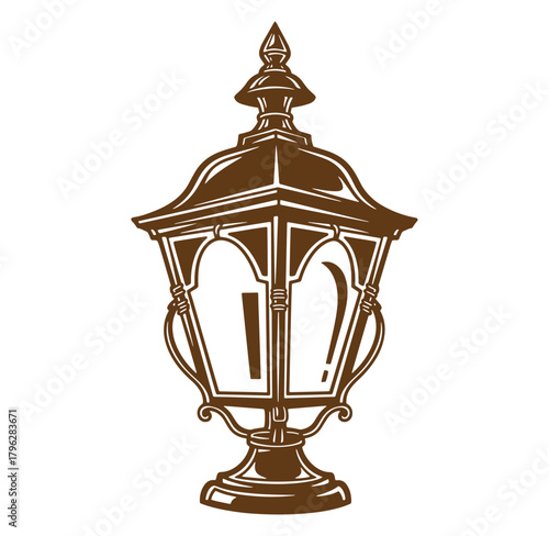 Vintage brown lantern illustration isolated on white background for decoration and design elements