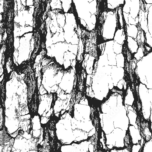 Tree bark sketch hand drawn texture with rough cracked surface — stock vector