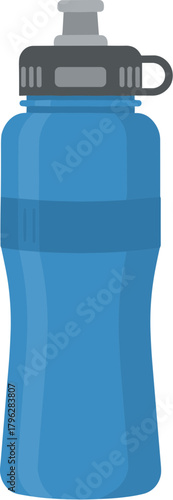 Simple Flat Illustration of a Blue Plastic Sport Water Bottle