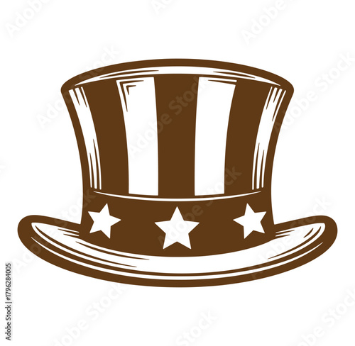 Vintage illustration of an uncle sam hat with stars representing american independence and patriotism