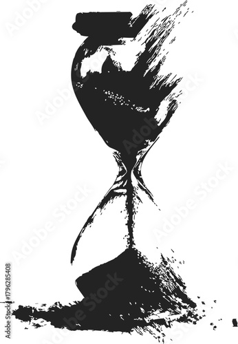 Hourglass sketch hand drawn with sand dispersing effect — stock vector