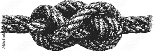 Knot hand drawn sketch, detailed rope tied in classic overhand knot — stock vector