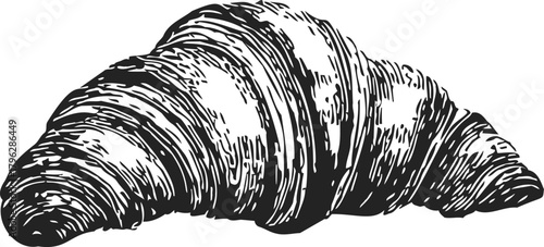 Croissant sketch hand drawn style detailed bakery pastry illustration — stock vector