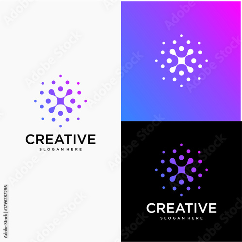 This logo features a dynamic, abstract symbol composed of multiple circular shapes radiating outward, creating a sense of energy, connection, and movement.