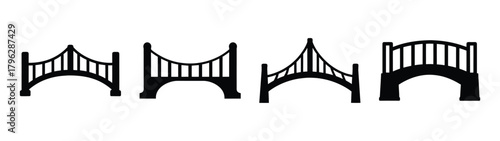 Four distinct bridge silhouettes arch bridges and suspension bridges for architectural design elements