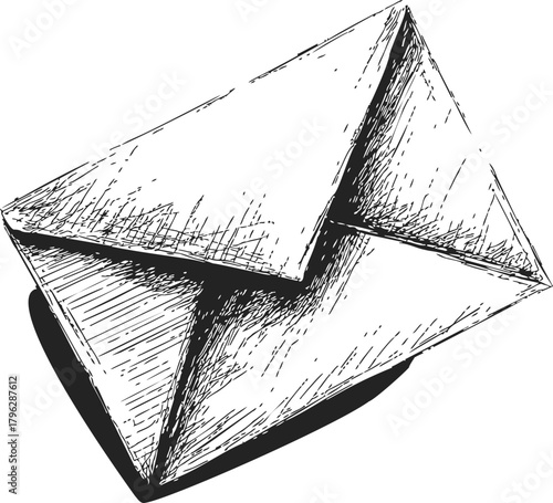 Envelope sketch hand drawn style with bold crosshatch shading — stock vector