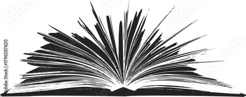 Open book sketch hand drawn with dynamic flying pages — stock vector