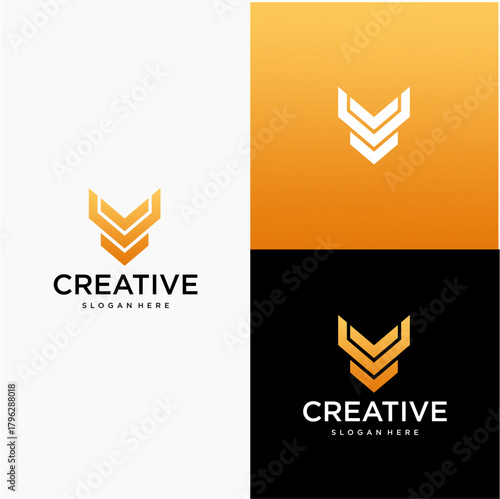 The icon consists of three stacked, downward-pointing chevron shapes, each getting slightly wider toward the bottom.