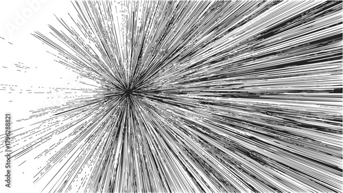 Radial lines sketch hand drawn abstract burst dynamic explosion effect — stock vector