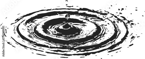 Water ripple sketch hand drawn style with splash and concentric circles — stock vector