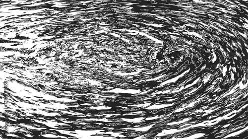 Black and white swirl sketch, hand drawn abstract vortex with dynamic lines — stock vector
