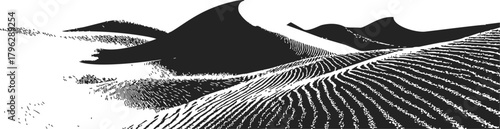 Desert dunes sketch, hand drawn vector landscape with sand patterns — stock vector