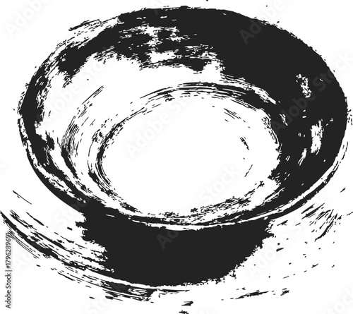 Bowl sketch hand drawn black and white abstract grunge style — stock vector