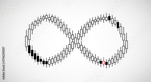 Infinity symbol made of candlestick charts, representing the dynamic nature of financial markets and the potential for profit and loss