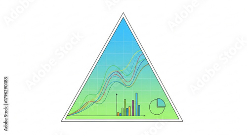 Financial pyramid scheme with business graph and chart inside, representing investment strategy and data analysis