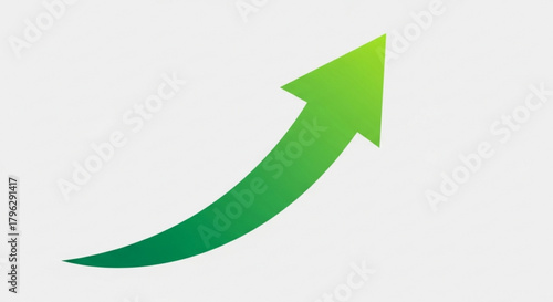 Green arrow pointing upwards on, symbolizing growth, progress, and positive trends in business and finance