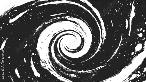 Spiral swirl, hand drawn sketch, black and white monochrome vortex — stock vector