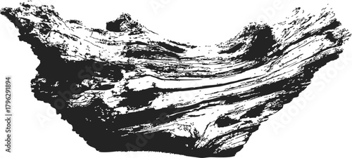 Driftwood sketch hand drawn black and white textured wood grain detail — stock vector