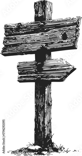 Wallpaper Mural Wooden signpost sketch, hand drawn rustic directional arrow and blank sign — stock vector Torontodigital.ca