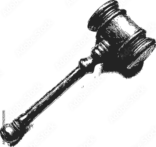 Gavel sketch hand drawn style isolated on white background — stock vector