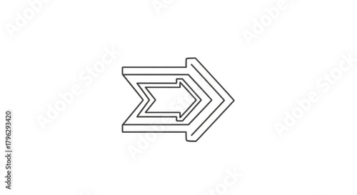 Illustration of a right arrow with a 3d effect, , indicating direction or movement in a simple and modern design