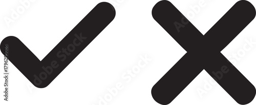 Check Mark Cross Icons  Minimal Approval  Rejection Tick and X Vector 