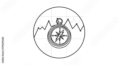 Compass with stock market graph, symbolizing financial navigation, investment direction, and strategic decisionmaking in trading