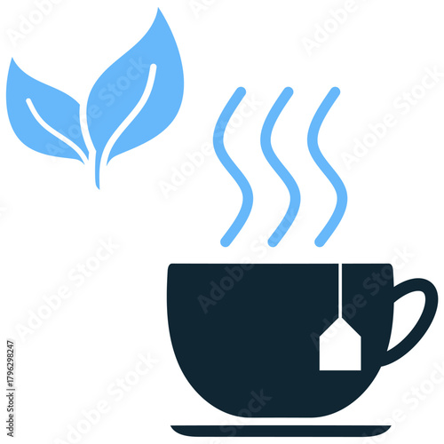 Herbal Tea Icon Vector Ideal for health, wellness, natural products, relaxation, diet, and organic food/beverage graphics.