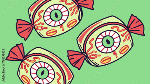 Halloween eyeball candy vector graphic illustration for spooky treat designs and party decorations ideas
