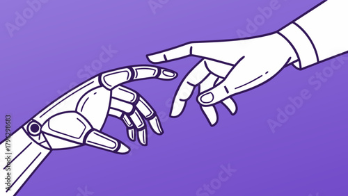 Artificial intelligence and human hands reaching out concept for technology connection and future innovation