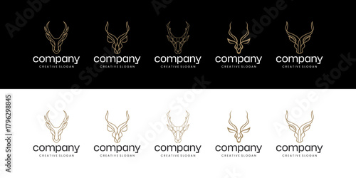 Deer Head, Antlers Collection Combination Set Vector Illustration Logo Design