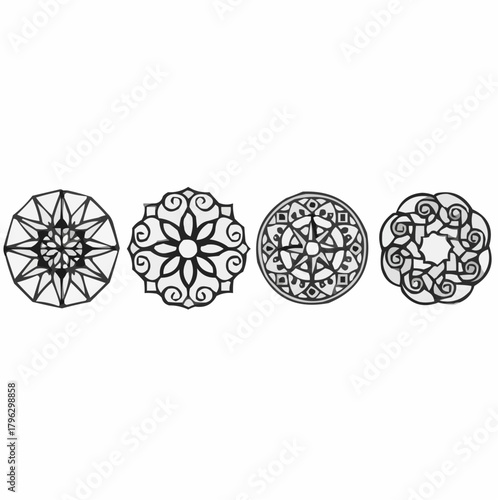 Intricate mandala designs for coloring books, adult relaxation, and spiritual art projects, perfect for adding a touch of zen to your creative work