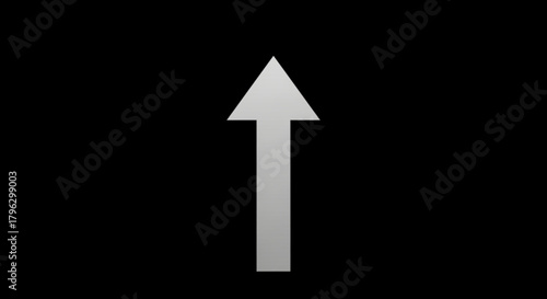 A simple gray arrow pointing straight up against a, indicating direction, navigation, or a positive trend in a minimalist design