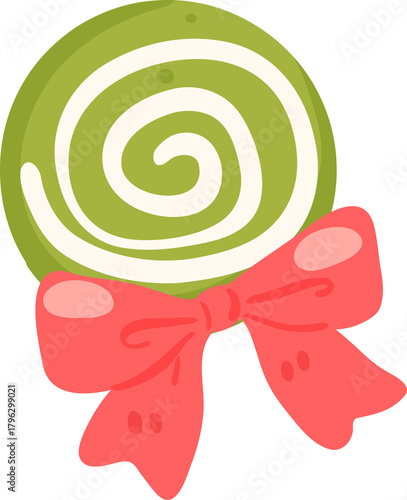 Cute Matcha Swirl Candy Illustration