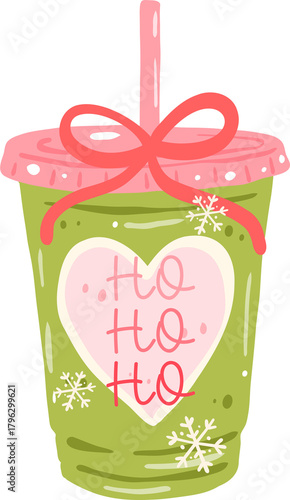 Matcha Christmas Cup with Ho Ho Ho