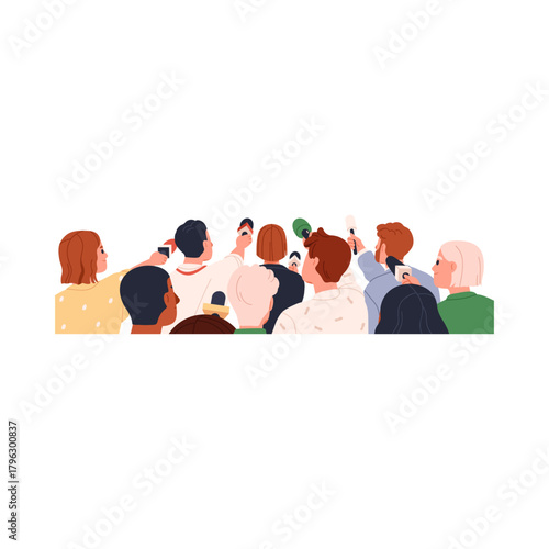 Press Conference Illustration Journalists with Microphones Capturing the Story