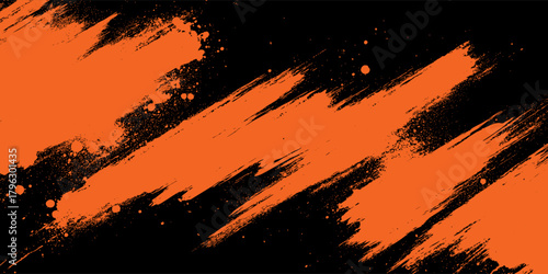 orange black brush Car sticker wrap pattern banner abstract sporty lines black orange color combination grunge brush pattern motorsport vector design.