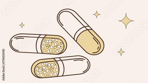 Capsule pills medication supplements vitamins healthcare and wellness pharmaceutical medicine for health benefits