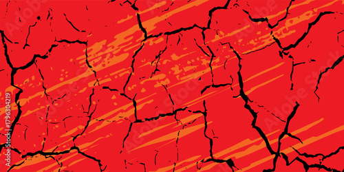 orange red brush Car sticker wrap pattern banner abstract sporty lines black red color combination grunge brush pattern motorsport design, Modern.