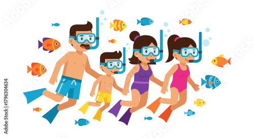 Family Snorkeling Adventure Exploring Aquatic Realms And Colorful Marine Life