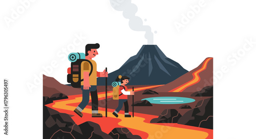 Family Hiking Adventure Near Active Volcano Creates Scenic Memory For A Lifetime
