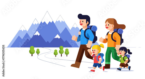 Family Hiking Adventure: Exploring Majestic Mountains and Enjoying Natural Landscapes