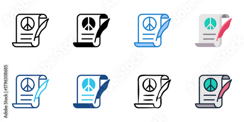 Treaty icon set multiple style collection 
