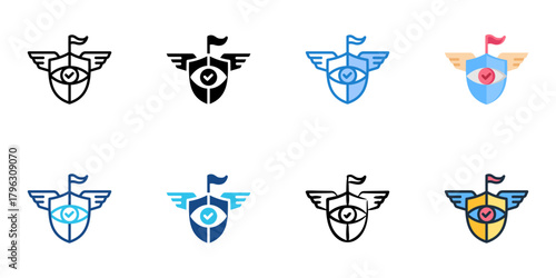 Intelligence agency icon set multiple style collection 
