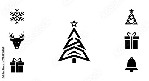 Icon set Christmas tree design elements, illustrator and vector