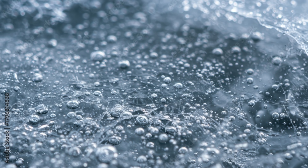 Obraz premium Tiny spheres of gas are trapped within a sheet of frozen water showing intricate detail