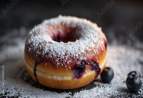 Donuts on a blue background with sweet bakery treats