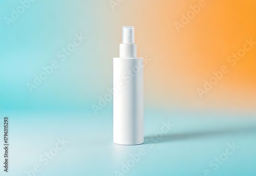 Medical syringe with medicine next to a white plastic bottle