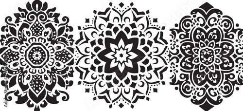 Ornate Mandala Designs: Intricate black and white mandala patterns. show off the timeless elegance and meditative charm of these complex and spiritual designs.